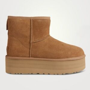 UGG Tan Suede Platform Mini Booties